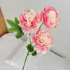 Flores artificiales de seda de alta calidad con 3 cabezas de peonías grandes para decoración de sala de estar en casa, mesa de comedor, arreglo de salón de bodas y accesorios de fotografía