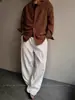 Sensación de Textura Pantalones Blancos Finos para Hombre Verano Estilo Perezoso Old Money Pantalones Casuales Colgantes Moda Marca Pantalones de Pierna Ancha Sueltos