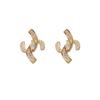 Pendientes retro superllamativos estilo Chanel con doble C y circonita s925 en plata de ley, pequeños y elegantes, a la moda, con exquisitas y elegantes pendientes de estilo celebridad.