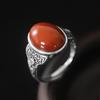 Anillo de Plata S925 Retro Viejo Textura Xiangyun Anillo para Mujer Unisex Corte Candado Incrustación Anillo de Jade Hetian Artesanía