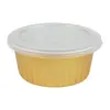 Caja de Almuerzo Redonda de Papel de Aluminio Dorado, Caja para Llevar Polvo de Uñas Flor, Tazón de Papel de Aluminio Calentable, Sellado, Caja de Embalaje a Prueba de Fugas