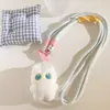 Colgante de Gato Blanco de Cuerpo Completo con Ojos Grandes Lanyard para Teléfono Móvil Correa Corta para Muñeca Colgante de Bolso Funda para Teléfono Móvil Bolso de Hombro Universal