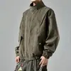 Jaqueta de Motociclista de Couro PU com Gola Alta Desconstruída Americana Masculina Outono Nova Chegada Marca Tendência Design Elevado Streetwear Cool de Malandro Jaqueta de Couro Peça de Roupa Exterior