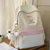 Mochila para Mujer Estilo Lindo y Fresco 2025, Dulce Mochila Escolar de Cuadros Gran Capacidad Estilo Japonés, Mochila Casual de Nicho para Mujer