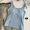 Novedad Otoño/Invierno 6999# Chaleco Básico Versátil de Cuello Cuadrado Cómodo Transpirable Almohadillas Fijas Integradas para el Pecho Espalda Bonita