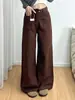 Jeans de Pierna Ancha Color Café Melard para Mujer Estilo Primavera y Otoño Nuevo Comercio Exterior Cintura Alta Adelgazantes Petites Pierna Recta Estrecha Venta al por Mayor