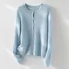 Cárdigan de punto redondo de manga larga para mujer, mezcla de lana cachemira y seda de morera, 28 hilos, disponible para dropshipping