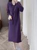 Vestido de Punto con Capucha Retro Francés para Mujer Otoño e Invierno 2025 Nuevo Estilo Suéter Casual Holgado Pequeño