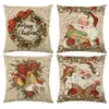 Capa de almofada estilo aquarela do Papai Noel, com estampa de desenho animado bordada, adequada para sofás estilo americano e decorações de feriado.