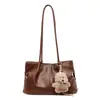 Bolsa Tote Versátil Retro para Mulheres 2025 Inverno Nova Tendência Grande Capacidade Acessível Luxo Cor Contrastante Bolsa de Ombro Único