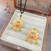 A Mesma Cor de Esmalte Dourado Areia Antiga Pó para Contas de Peixes de Aquário Pingente de Sino com Trava Pingente de Peixe de Lótus Banhado a Ouro Cobre