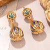 Aretes Mariposa Flor Estilo Palacio Turquesa Aretes con Borla Aretes Retro Franceses Nicho Elegante de Alta Gama para Mujer