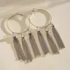 Pendientes de Borla con Cadena Redonda Estilo Metal Europeo y Americano, Pendientes de Moda y Exagerados con un Toque de Nicho de Alta Gama, Accesorios de Oreja Versátiles