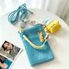Bolsa de Celular Fresca e Doce para Meninas, Bolsa de Ombro Versátil para Viagens ao Ar Livre no Verão, Bolsa de Armazenamento Portátil de Malha Transversal