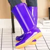 Queda Brusca de PreçoBotas de chuva de cano alto para mulheres, sapatos impermeáveis, sapatos de borracha, botas d'água para mulheres adultas, sapatos d'água espessados para cozinha para mulheres