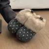 Chinelos Birkenstock de Pelúcia Femininos 2026 Novo Estilo Inverno Sola Grossa Aumenta Altura Bico Fechado Meio Chinelo Sapatos de Algodão Slip-on Mules Preguiçosos