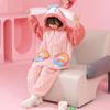 Pijama infantil de lã coral, grosso, desenho animado, fofo, para meninas, flanela, anti-chute, anti-frio, outono e inverno