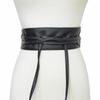 Cinto Feminino Europeu e Americano Moda Versátil Laço Face Macia Couro Sintético PU Vedação de Cintura Longa com Casaco em Estoque