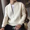 Suéter Cardigan com Zíper Transfronteiriço para Homens, Novo Estilo Outono e Inverno, Jaqueta Casual Simples, Peça de Tricô Versátil Tendência para Homens
