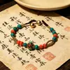 Nova pulseira tecida dupla estilo étnico chinês, cordão de mão com contas estilo retrô de nicho, pulseira exótica do Tibete, pulseira feminina estilo chinês