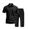 Amazon Verano Hombres Playa Holgado Lino CAMISA POLO Conjunto de 2 Piezas Pantalones de Siete Puntos Conjunto Casual de Lino