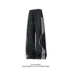 Calça de Moletom Listrada Tie-Dye Estilo Americano para Homens, Tendência Primavera e Outono 2026 Colete de Penas para Casal, Calça Casual Solta de Perna Reta