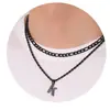 Collar con Colgante de 26 Letras Transfronterizo de Amazon Collar en Capas de Acero Inoxidable Doble Capa Joyería para Hombres de Fiesta