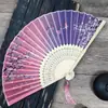 Leque Dobrável de Bambu para Mulheres, Leque de Dança Vermelho Estilo Chinês Tradicional, Leque Dobrável Trançado de Bambu