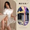 Lingerie Sexy, Tentação Sexy Costas Nuas, Camisola com Renda Transparente Borboleta Gargalo Halter com Suspensórios, Traje Uniforme Sexy Costas Nuas