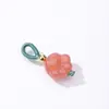 Colgante de Ágata Calcedonia Natural Tallado de Loto con Cordón, Accesorio para Pulsera DIY Hecho a Mano, Pequeño Adorno Colgante al por Mayor