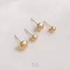 Brincos Semicirculares com Argolas Pendentes, Banhados a Ouro 14K, Brincos de Pérola com Conservação de Cor, Acessórios de Brincos Feitos à Mão, Acessórios de Material DIY