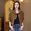 Chaqueta de trabajo de cuello alto hecha a medida, nuevo estilo de moda de otoño, top elegante, abrigo estilo coreano, chaqueta de cuero casual adelgazante