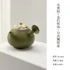Bule de Cerâmica Estilo Antigo Tang e Song, Mandarim Verde Pequeno Pintado à Mão com Bambu Dourado, Bule com Alça Lateral Estilo Japonês, Conjunto de Chá Kung Fu, Bule de Mão