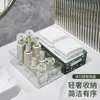 Caja de Almacenamiento con Patrón de Ondas de Agua Almacenamiento de Escritorio Caja de Cosméticos Lujo Ligero Caja de Almacenamiento para Dormitorio de Mujer Baño Cesta de Almacenamiento de Plástico