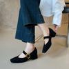 Zapatos Mary Jane vintage elegantes con cabeza cuadrada para mujer, nuevos zapatos de cuero cómodos de otoño e invierno 2024 con hebilla de una palabra