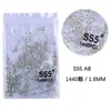 Base Plateada 1440 Pedrería Plana para Uñas Que No Se Cae, Diamantes de Cristal Redondos Transparentes Ab Blancos Decoraciones