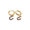 Nuevos Pendientes de Letras Completamente Incrustados con Diamantes Estilo Europeo y Americano para Mujer, Clips para Orejas Dorados de Acero Inoxidable, Pendientes de Moda y Únicos, Más Vendidos a Través de las Fronteras
