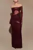 Estación Independiente Amazon Perspectiva Europea y Americana de Mujer Vestido de Noche vestido Sexy Largo Ajustado al Cuerpo Hombro Mujer 8108