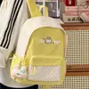 Mochila Fofa Estilo College Nova para Meninas, Bolsa Escolar Versátil e Simples Color-Blocking, Mochila Leve e Versátil para Mulheres