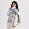 Bufanda de Color Sólido Chal de Imitación Cachemir Bufanda de Invierno para Mujer Otoño e Invierno Estilo Coreano Bufanda Blanca de Mohair