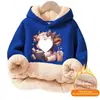 Moletom com Capuz Liso de Mistura de Algodão e Lã de Cordeiro, Forrado com Fleece, Sem Bolsos, Caimento Solto