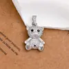 Collar Colgante de Oso con Baño de Cobre Oro de 18K Totalmente Circón Diseño Único Accesorio Versátil para Mujer Más Vendido Transfronterizo