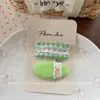 Nuevo Pasador para el Cabello Infantil de Encaje a Cuadros Dulce Estilo Coreano con Flequillo Lateral de Tela, Accesorio Ovalado Versátil para el Cabello