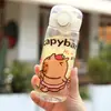 Capivara Copo Plástico Portátil Fofo Copo de Água Infantil Portátil Grande Capacidade Copo com Tubo de Sucção Tampa de Copo que Salta Copo de Água