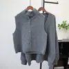 2025 Novo Outono e Inverno Acolchoado Tricô Colete Suéter Jaqueta Conjunto de Duas Peças Estilo Coreano Solto e Versátil Suéter Suit para Mulheres