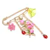 Broche de besouro flor de pêssego pintado fofo da moda INS, estilo doce e picante, pino de cintura multi-elemento, acessório de vestuário