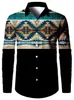 Camisa de Manga Larga Estilo Étnico Africano para Hombre Retro Dashiki Estampado Digital Cárdigan con Solapa Top Casual