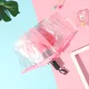 Guarda-chuva Personalizado com Logo Automático Borda Transparente Três Dobras Cabo Colorido Pequeno Fresco Branco PVC Guarda-chuva Publicitário