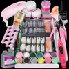 Kit de Polvo Acrílico Venta al por Mayor Transfronteriza Set de Arte de Uñas de Polvo de Cristal con Lámpara y Herramientas Set Completo de Accesorios