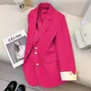 Traje de Mujer Estilo Coreano con Mangas Enrolladas, Múltiples Colores en Stock, Entrega Directa, Nuevo Modelo Otoño 2026, Botón Dorado, Color Brillante, Blazer de Corte Holgado